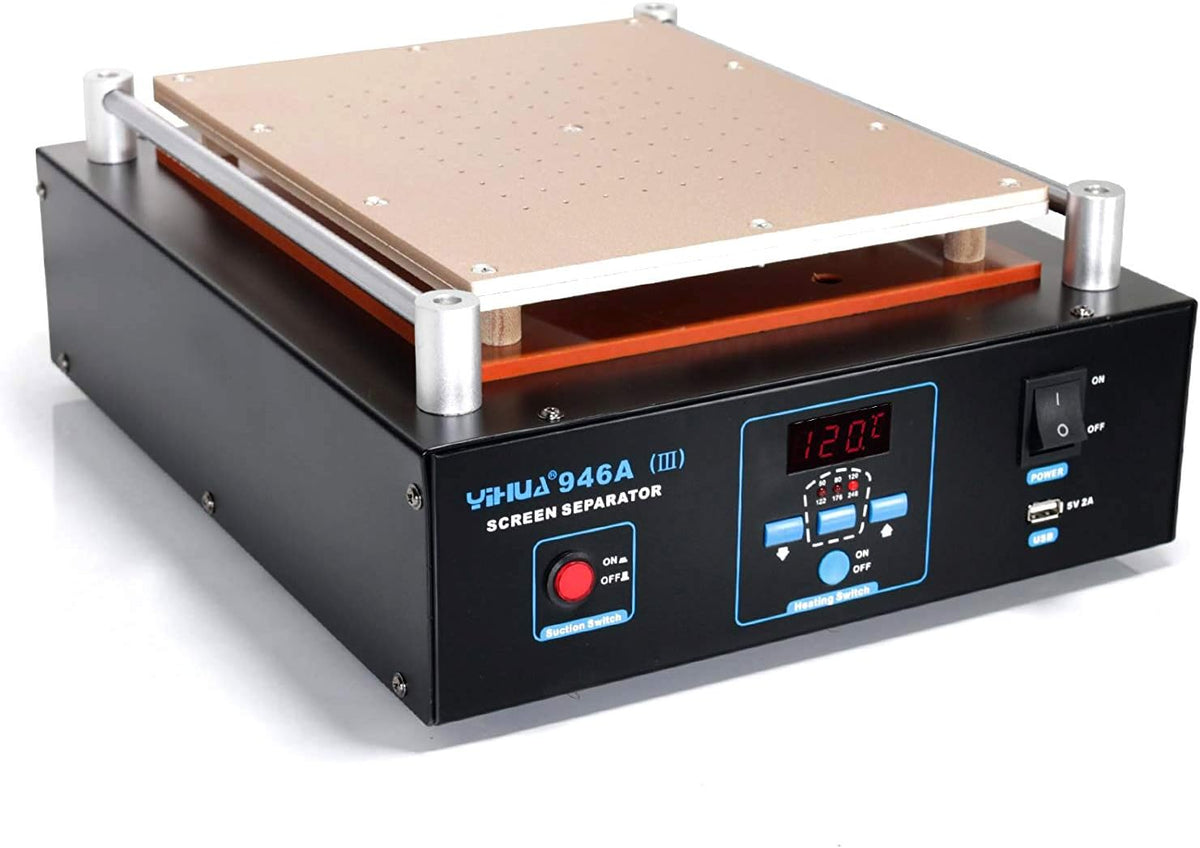 YIHUA 946A-III Digital LCD Screen Separator 5V 2A USB Power Supply with Built-in Long-Lasting Vacuum Pump for Mobile Ipad °F /°C (Aluminum Panel Size: 28cm x 22cm /11" x 8.7" ±0.05)