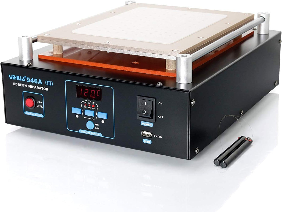 YIHUA 946A-III Digital LCD Screen Separator 5V 2A USB Power Supply with Built-in Long-Lasting Vacuum Pump for Mobile Ipad °F /°C (Aluminum Panel Size: 28cm x 22cm /11" x 8.7" ±0.05)