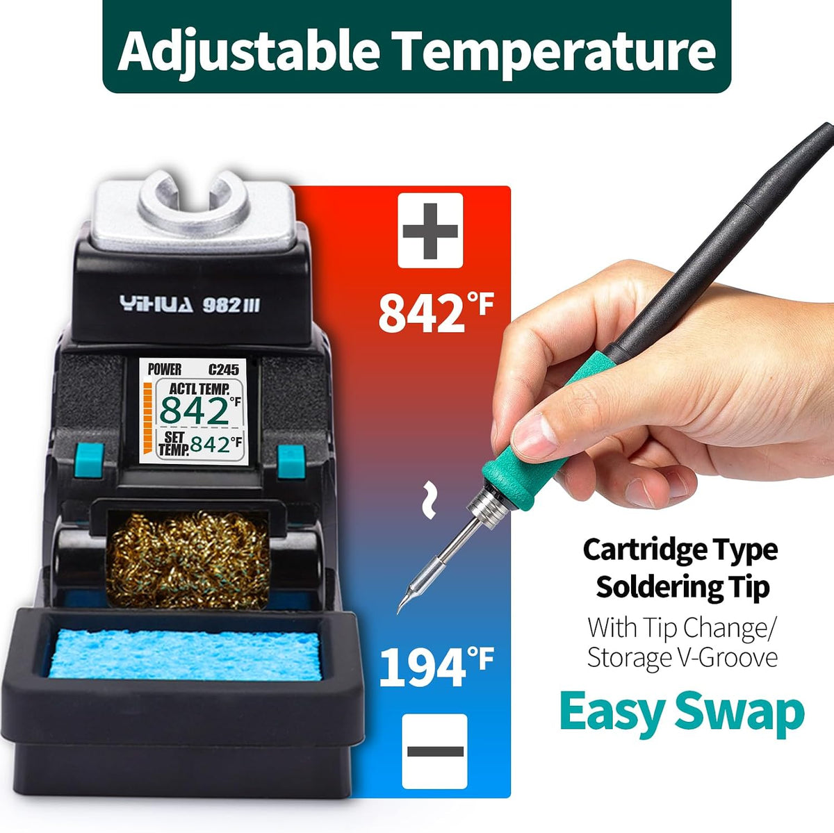 YIHUA 982-III Micro Soldering Station Kit with C245 Tips