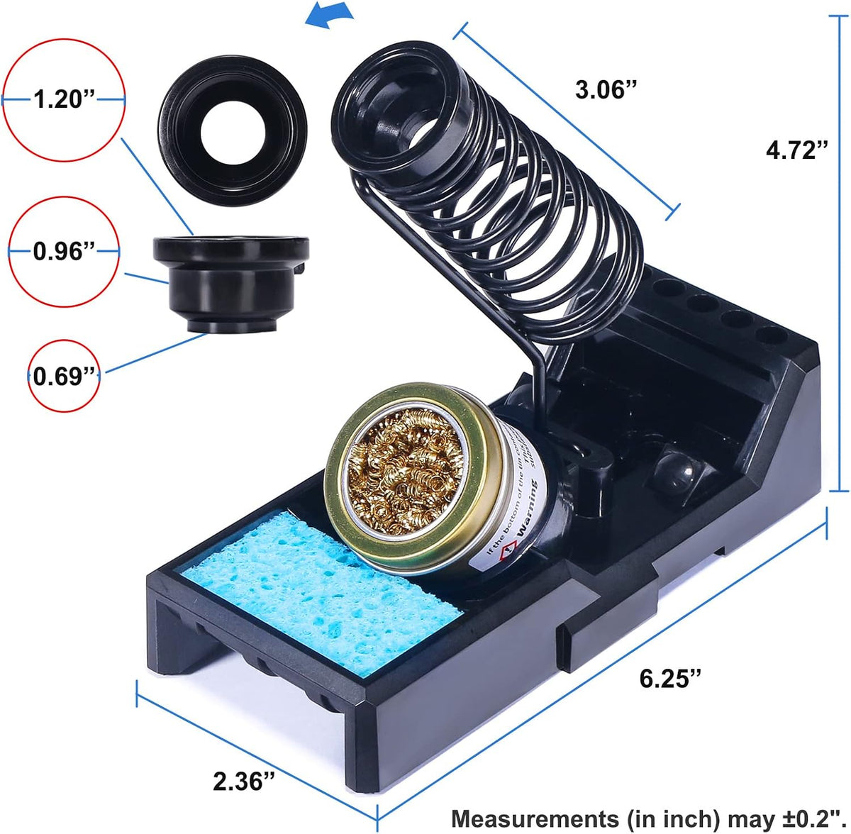 YIHUA X-4 Premium Soldering Iron Holder with Brass Wool, Cleaning Sponge and Solder Tip Slots