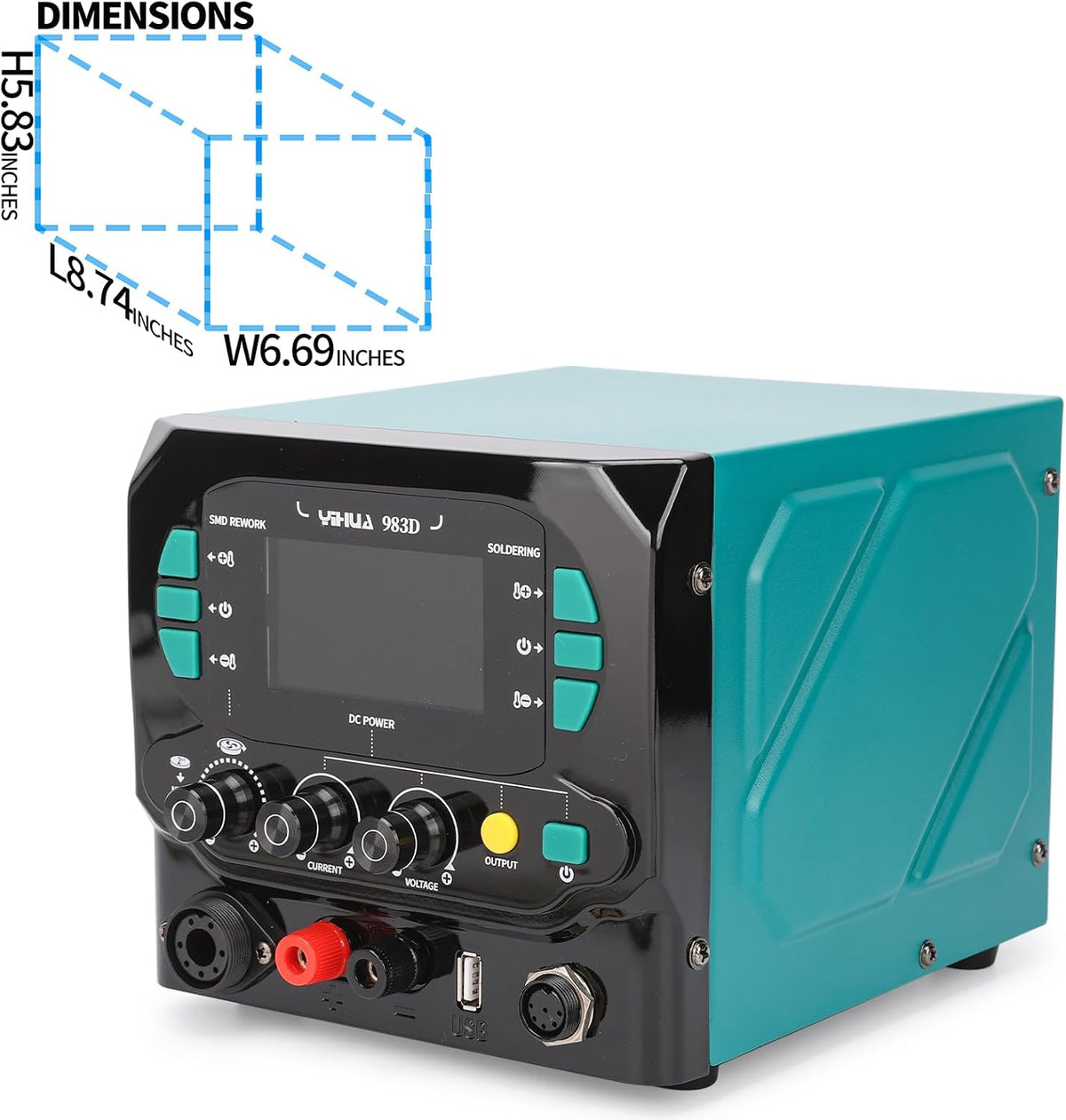 YIHUA 983D 3-IN-1 Micro Soldering Station, BGA Hot Air Rework Station, Lab Variable DC Power Supply