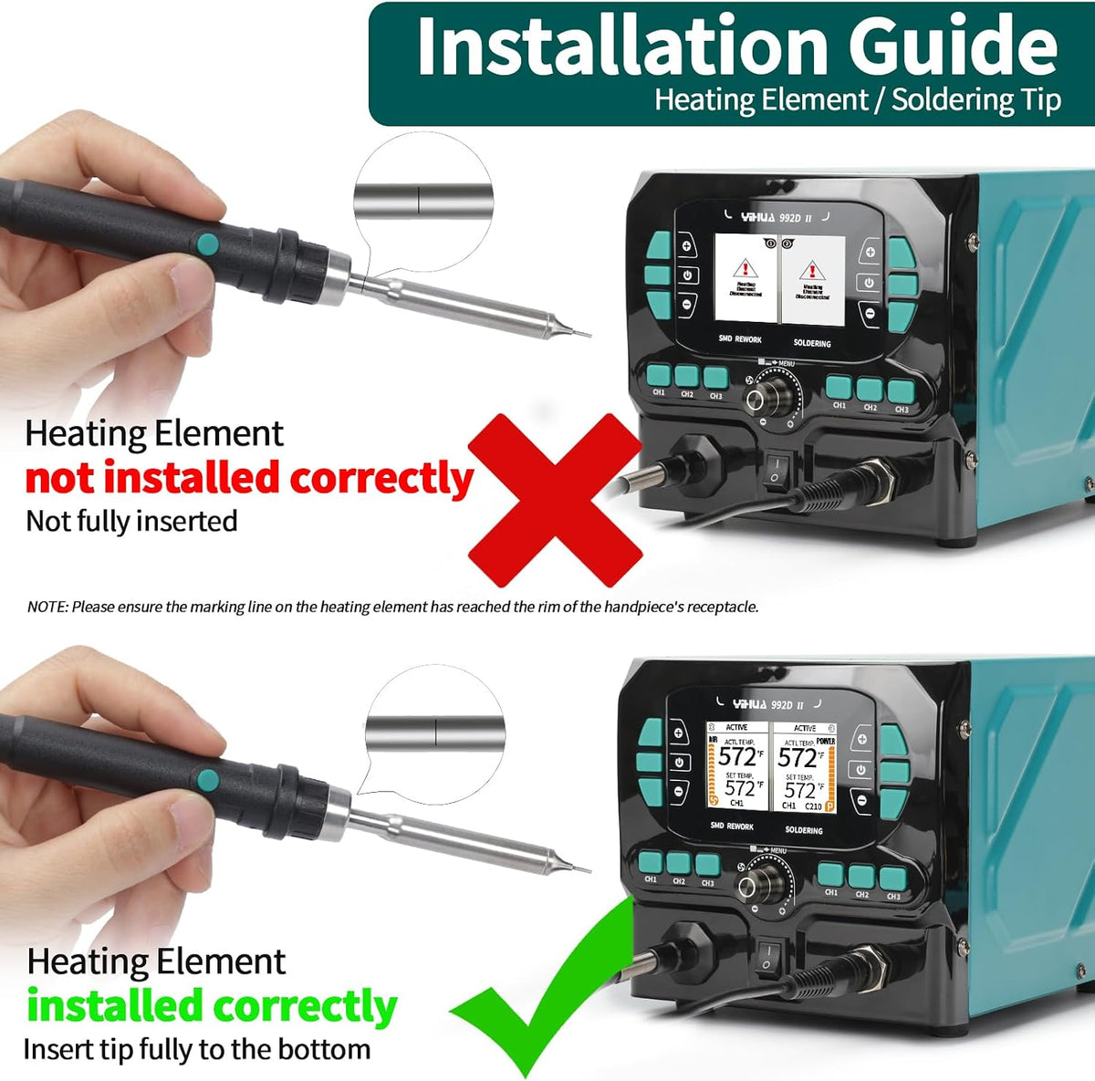 YIHUA 992D-II 2-IN-1 Micro Soldering and Hot Air Pencil Station