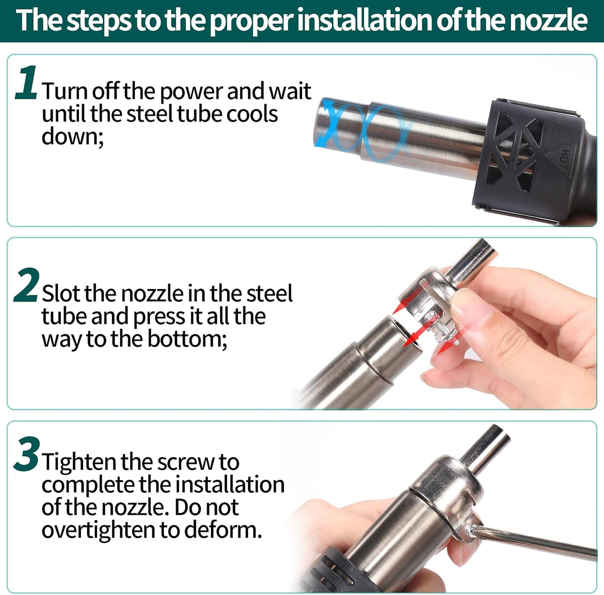 YIHUA 8858 IV Multi-Purpose Heat Gun for Crafting, Electronics Soldering, DIY, Shrink Tubing and Wrap, Torch Marker and Paste, Epoxy Resin with Temperature and Air Volume Control Function, 3 Nozzles