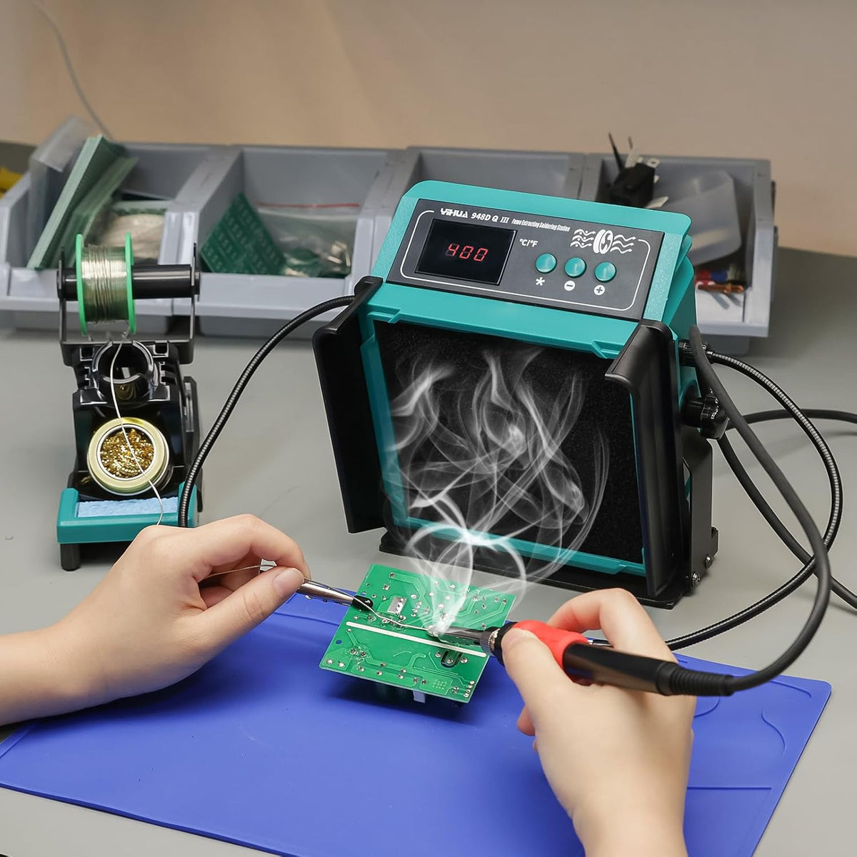 YIHUA 948DQ-III 2-IN-1 Solder Fume Extractor and 110W Soldering Station Kit
