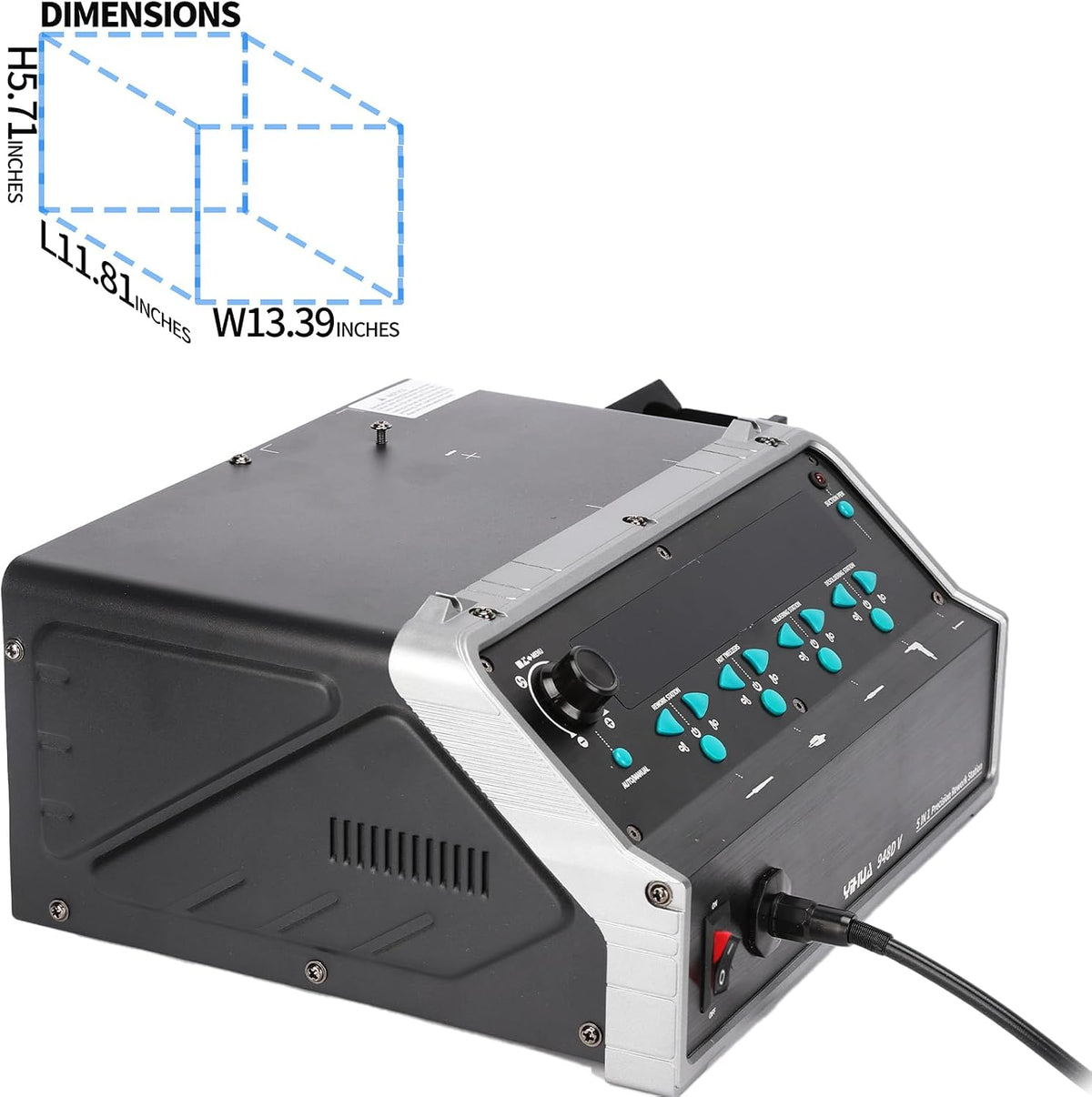 YIHUA 948D V 5-IN-1 Micro Soldering Hot Air Rework Station with C210 Microsoldering Iron, Hot Tweezers Iron, Desoldering Tool, Hot Air Pencil, Suction Pen for BGA SMD Rework Under the Microscope