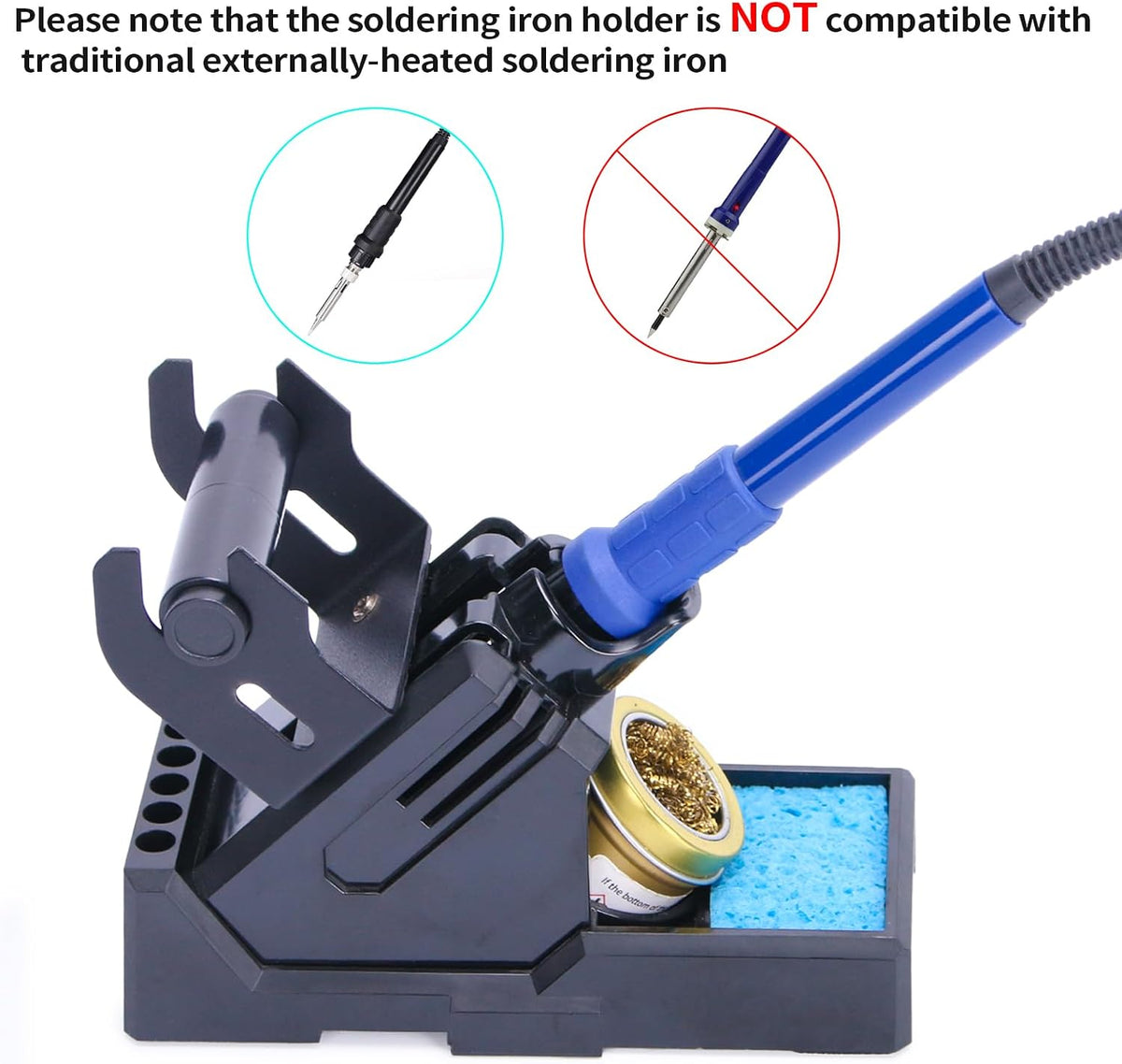 YIHUA X-2 Evolution Advanced Heat-Resistant Soldering Iron Holder & Storage System with Solder Spool Holder, Brass Wool Tip Cleaner, Cleaning Sponge, Protective Edge, 5 Integrated Tip Storage Slots