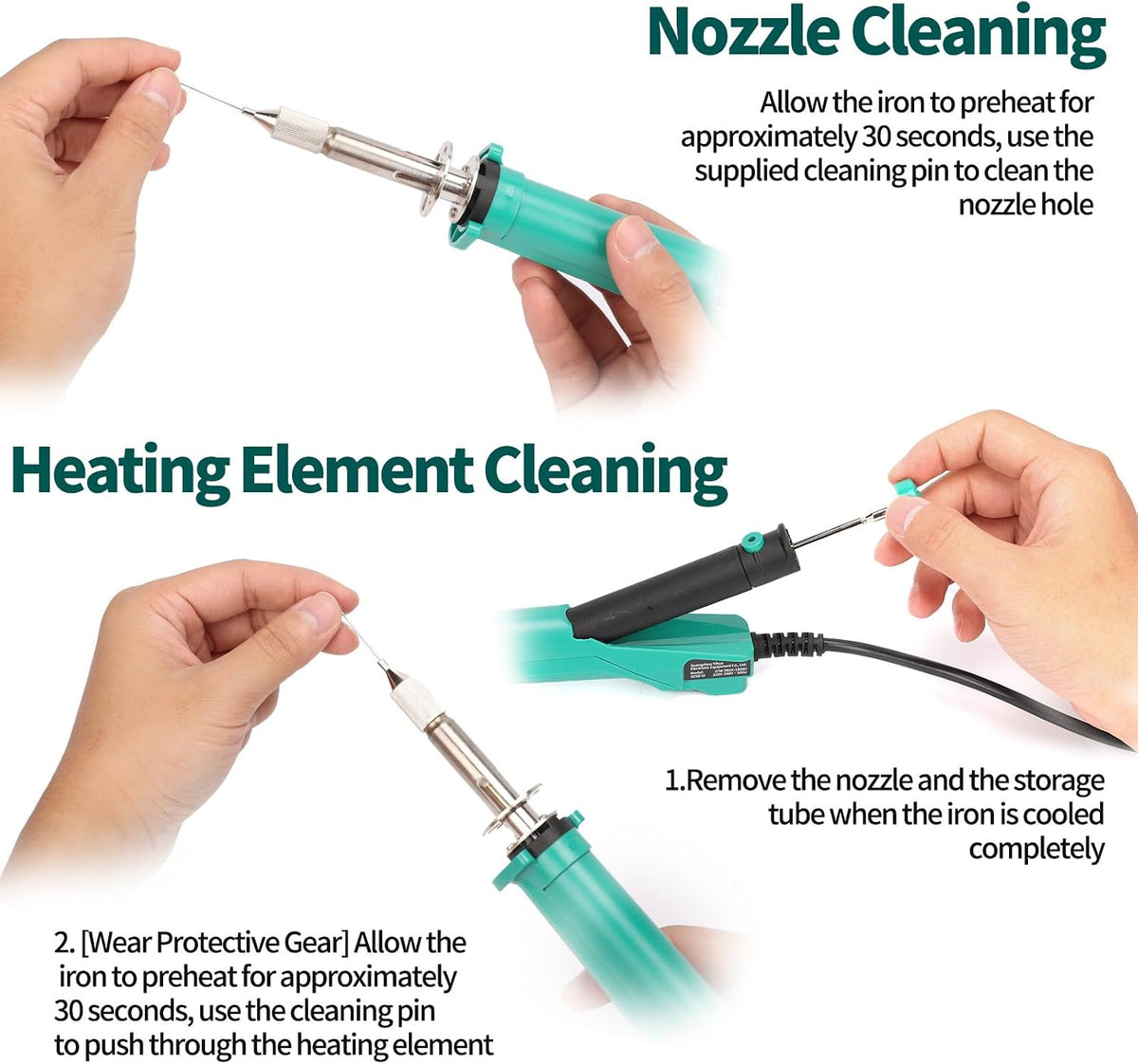 YIHUA 929D VI Temperature Controlled Electric Desoldering Iron with Upgraded Performance Heated Solder Sucker Tool with 3 Nozzles Soldering Iron Pump Function