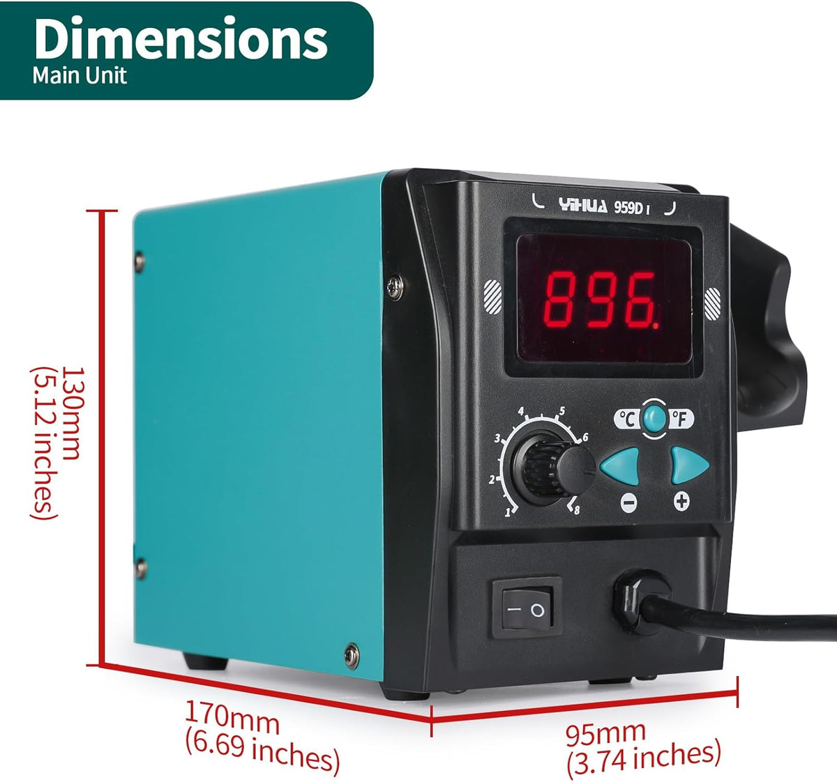 YIHUA 959D I Digital Hot Air Rework Station for SMD Reflow Soldering with 3 Hot Air Nozzles