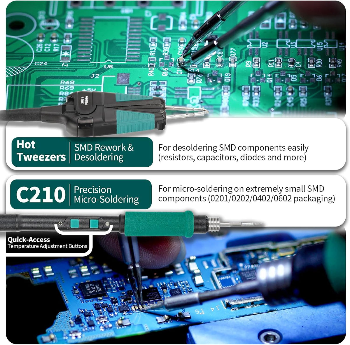 YIHUA 982D-III Dual-Channel Hot Tweezers Micro Soldering Station