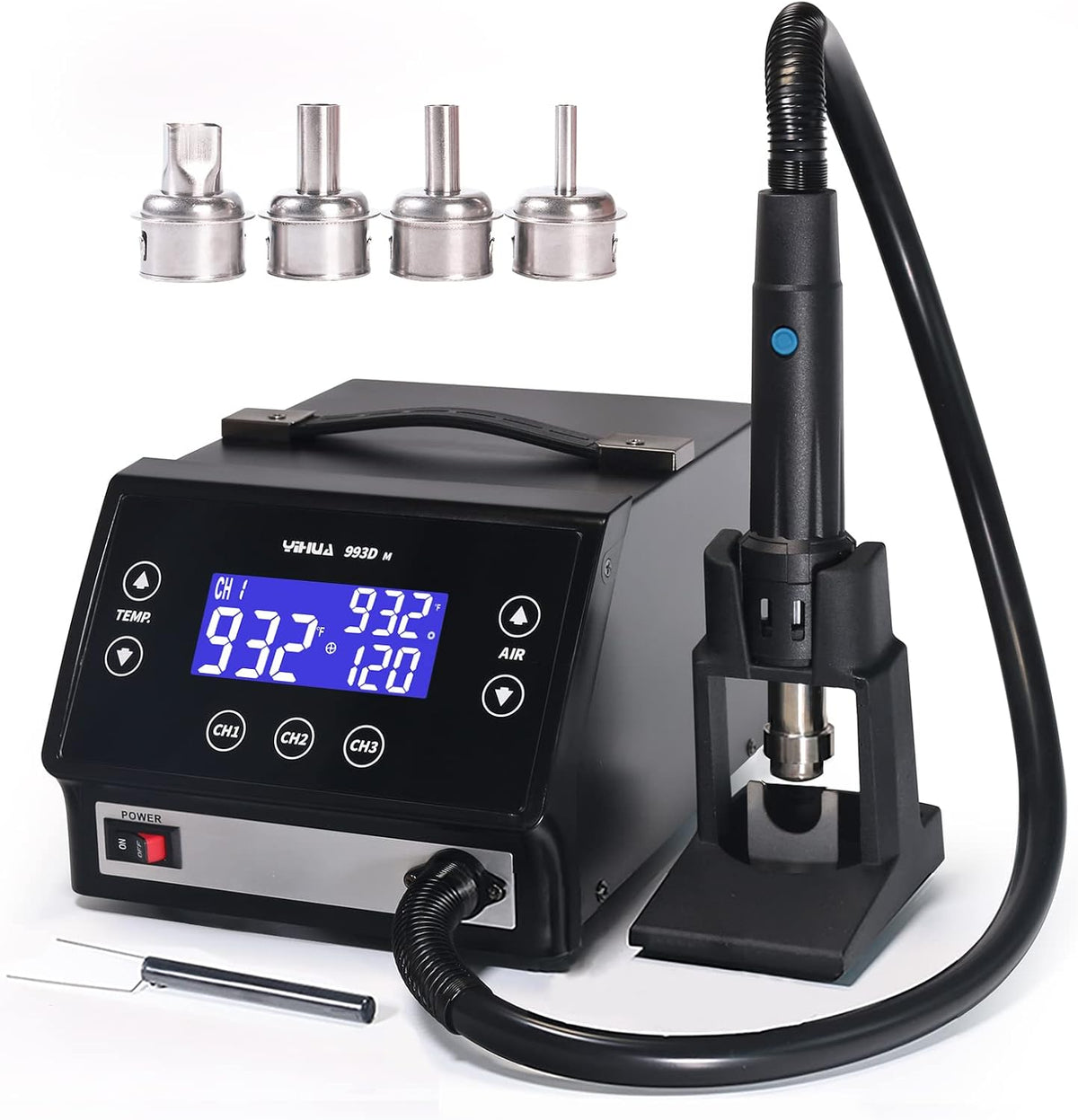 YIHUA 993DM Touch-Screen Rework Station, Powerful 1000W with 3 Memories, Variable Precise Temperature (212°F to 932°F), Cool/Hot Air and more