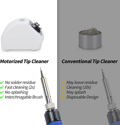 YIHUA 200C Motorized Soldering Iron Tips Copper Cleaner with Infra-red Sensor, 6 Brass Wool Brushes, 12V Power Adapter, and Pry Bar - Compact Soldering Iron Tips Brass Cleaner