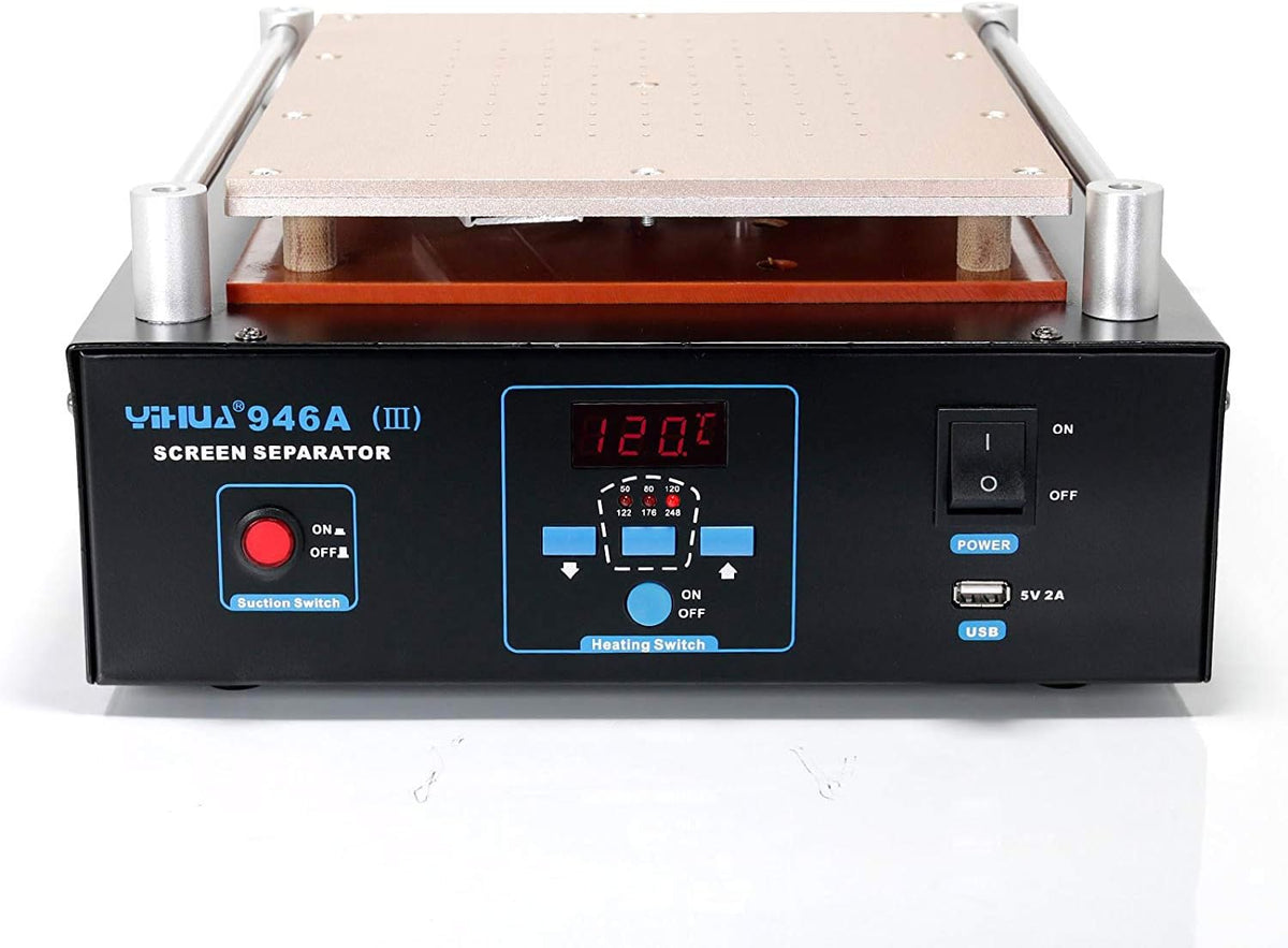YIHUA 946A-III Digital LCD Screen Separator 5V 2A USB Power Supply with Built-in Long-Lasting Vacuum Pump for Mobile Ipad °F /°C （Aluminum Panel Size: 28cm x 22cm /11" x 8.7" ±0.05）