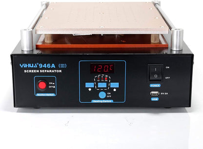YIHUA 946A-III Digital LCD Screen Separator 5V 2A USB Power Supply with Built-in Long-Lasting Vacuum Pump for Mobile Ipad °F /°C （Aluminum Panel Size: 28cm x 22cm /11" x 8.7" ±0.05）
