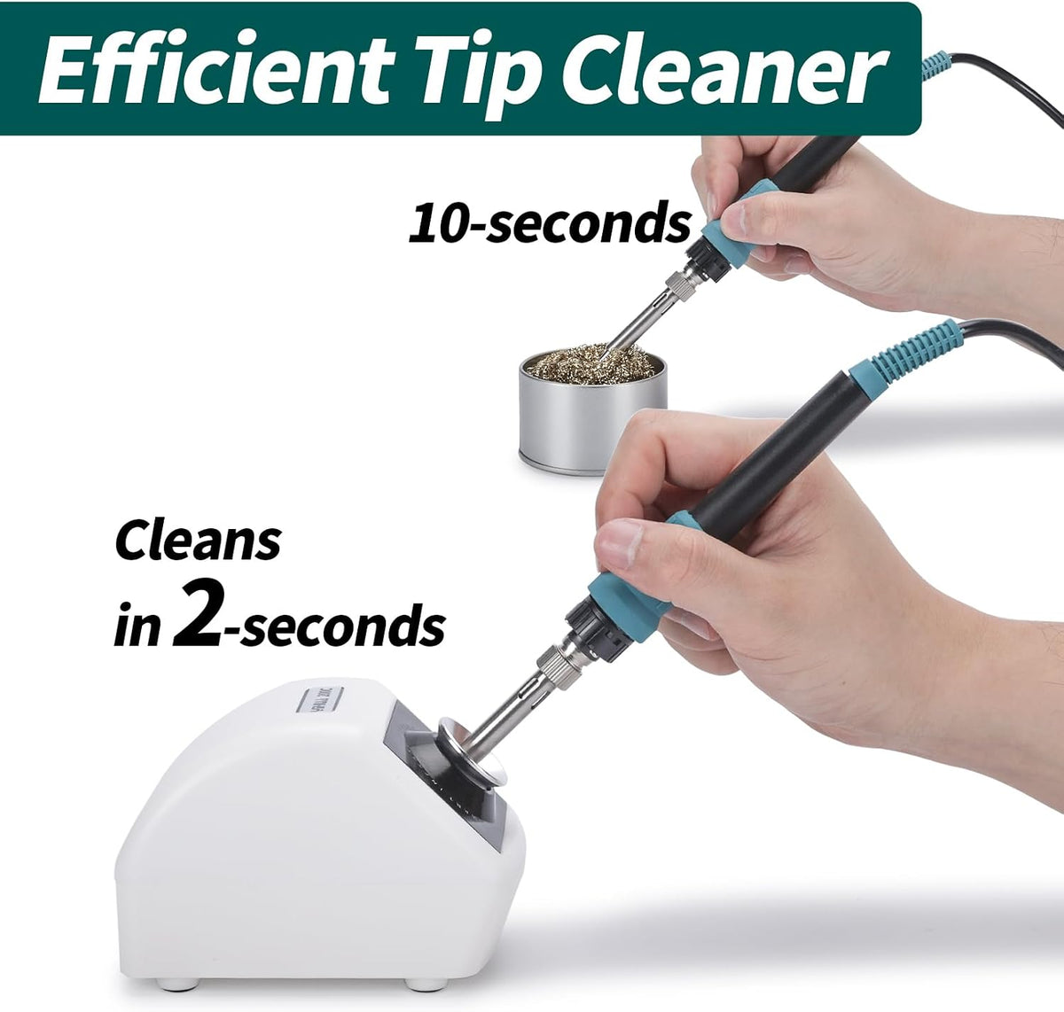 YIHUA 200C Motorized Soldering Iron Tips Copper Cleaner with Infra-red Sensor, 6 Brass Wool Brushes, 12V Power Adapter, and Pry Bar - Compact Soldering Iron Tips Brass Cleaner