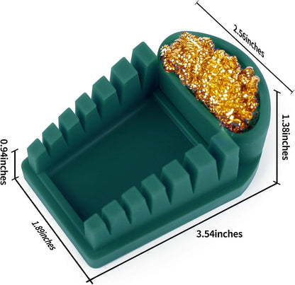 YIHUA S200 Green Heat-Resistant Silicone Soldering Wire Holder with Brass Wool Cleaner, 6 Grooves, Storage Tray, Helping Hands Soldering Wire Welding Fixture, Compatible Diameter 32-7AWG