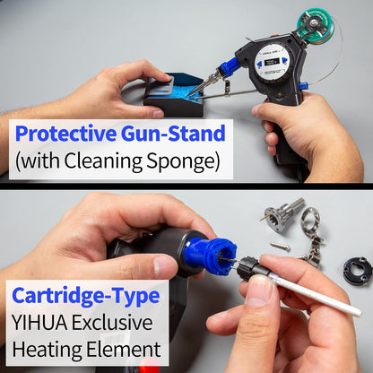 YIHUA 929D-II Soldering Gun Kit Motorized Industrial Automatic Solder Feeding with Digital Display, Temperature Contorl, Stabilization with 80g Solder Wire Soldering Kit