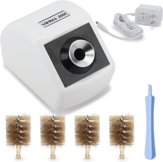 YIHUA 200C Motorized Soldering Iron Tips Copper Cleaner with Infra-red Sensor, 6 Brass Wool Brushes, 12V Power Adapter, and Pry Bar - Compact Soldering Iron Tips Brass Cleaner