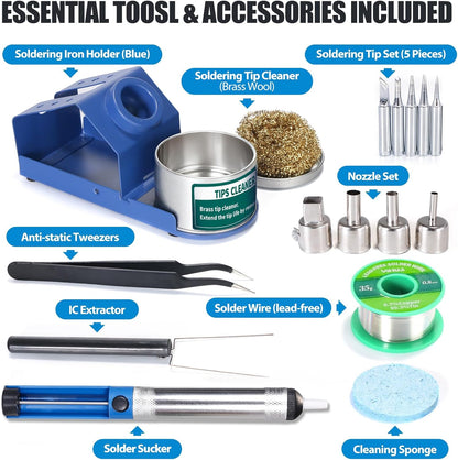 YIHUA 862BD+ SMD ESD Safe 2 in 1 Soldering Iron Hot Air Rework Station °F /°C with Multiple Functions