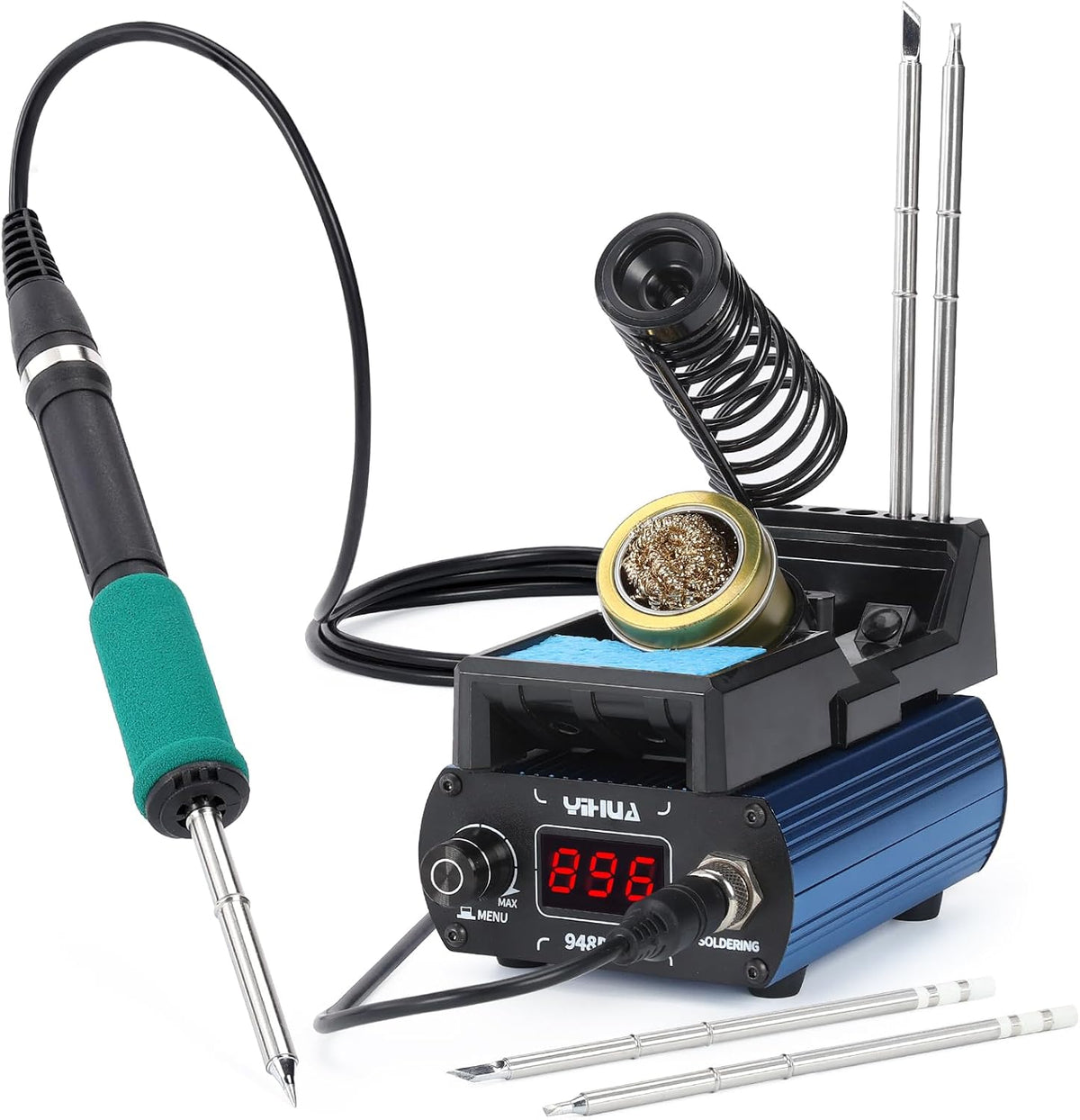 YIHUA 948DB+ II Soldering Iron Station Kit compatible for T12 solder iron tip with 3 tips with °F-°C Conversion, Sleep Mode, Auto Shutdown, Preset Channels, Calibration Functions