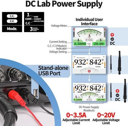 YIHUA 983D 3-IN-1 Micro Soldering Station, BGA Hot Air Rework Station, Lab Variable DC Power Supply