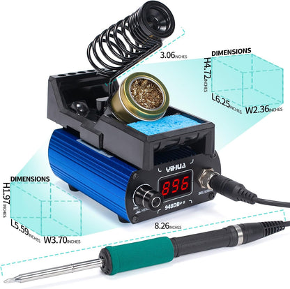 YIHUA 948DB+ II Soldering Iron Station Kit compatible for T12 solder iron tip with 3 tips with °F-°C Conversion, Sleep Mode, Auto Shutdown, Preset Channels, Calibration Functions