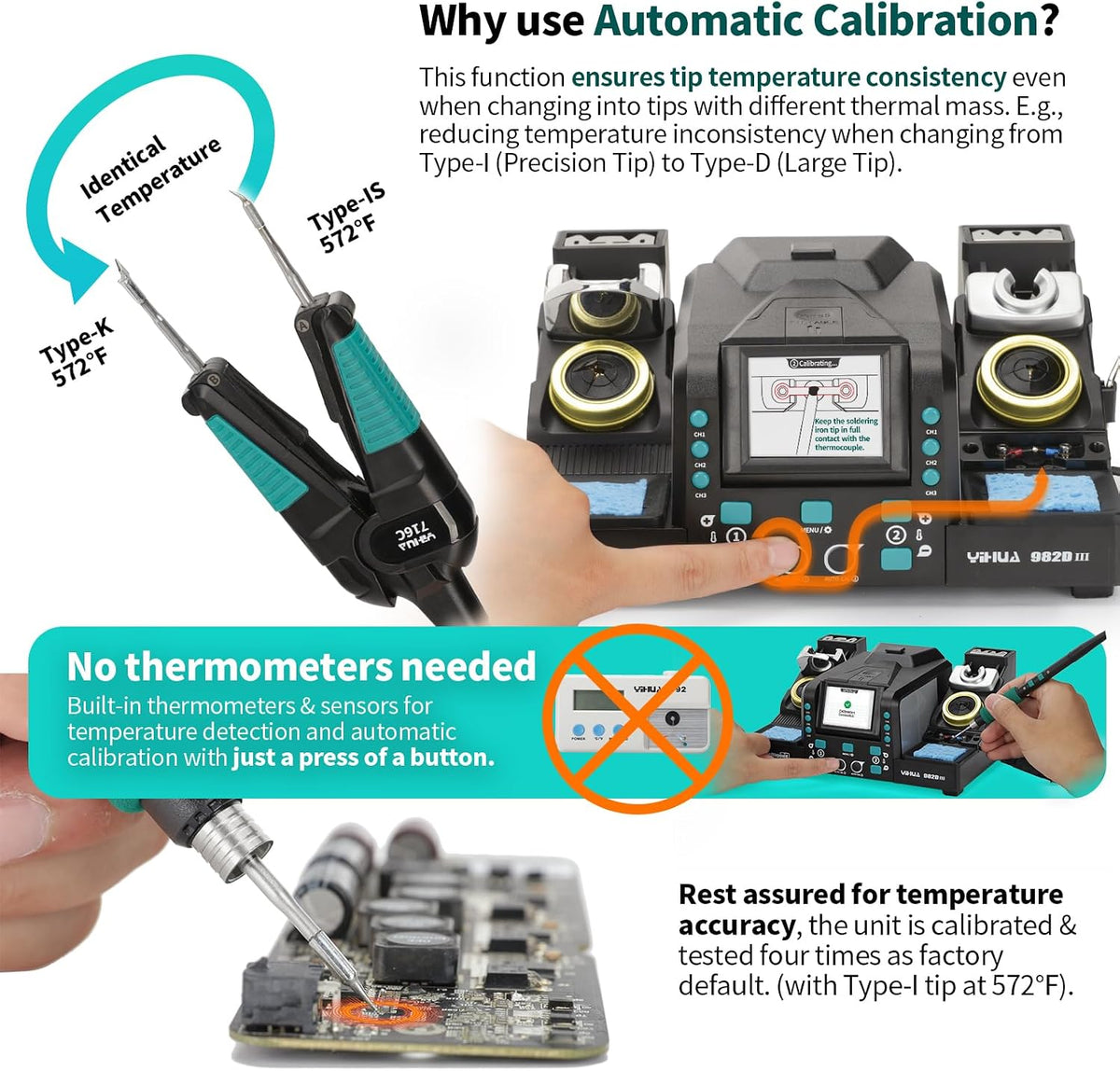 YIHUA 982D-III Dual-Channel Hot Tweezers Micro Soldering Station