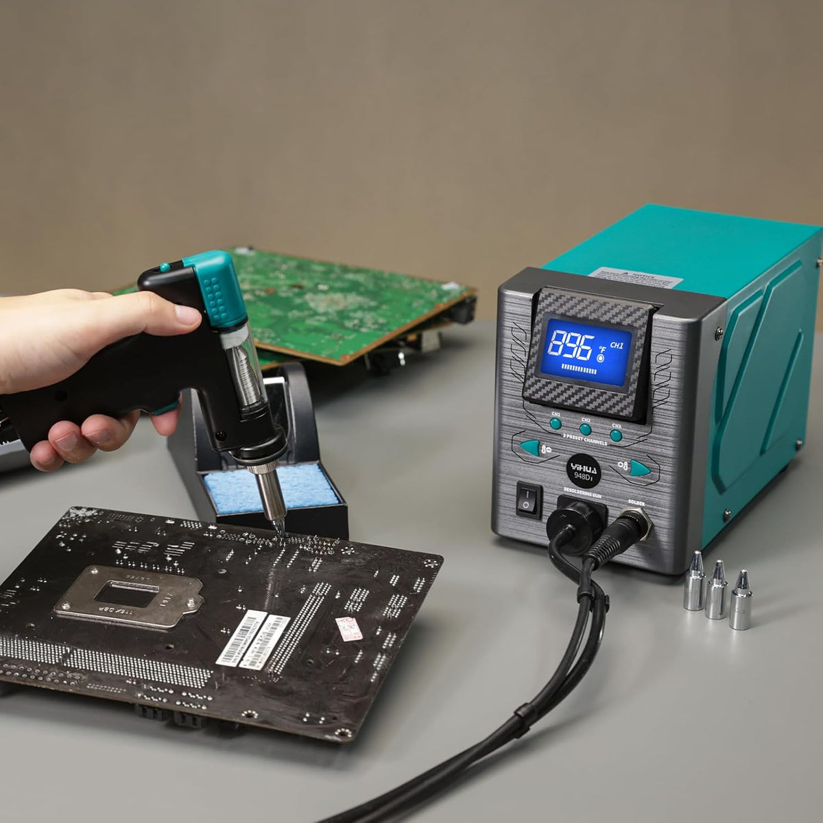 YIHUA 948D-I Desoldering Station 110W High Performance ESD-Safe with Temperature Control 716-896°F Adjustable, 3 Pre-set Channels, °C/°F Conversion, Auto Stand-by, Sleep Mode
