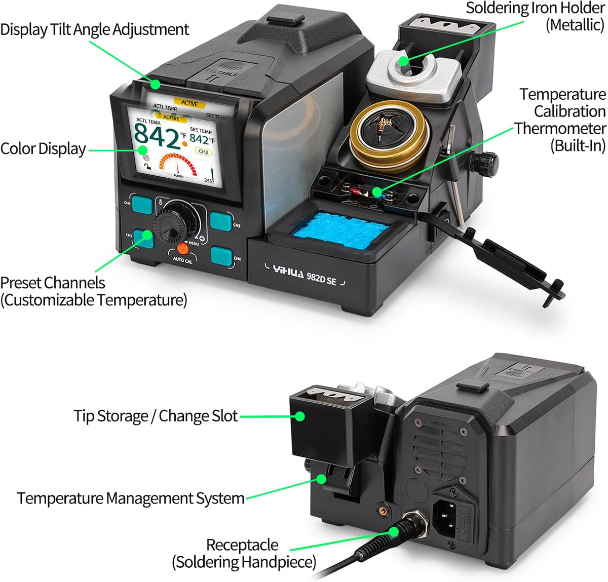 YIHUA 982D SE 200W Soldering Station Kit with Auto Calibration and 11 Tips