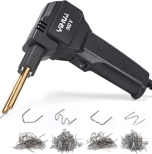 YIHUA 960-V Portable Plastic Welding Kit Hot Stapler with LED Light, 200 Hot Staples, Assistive Cutter for Plastic Crack Repair, Car Bumper Repair, Gas Tank Plastic Repair, Handy Tool for Car Dash