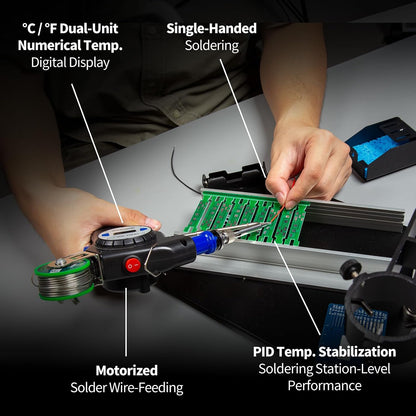 YIHUA 929D-II Soldering Gun Kit Motorized Industrial Automatic Solder Feeding with Digital Display, Temperature Contorl, Stabilization with 80g Solder Wire Soldering Kit