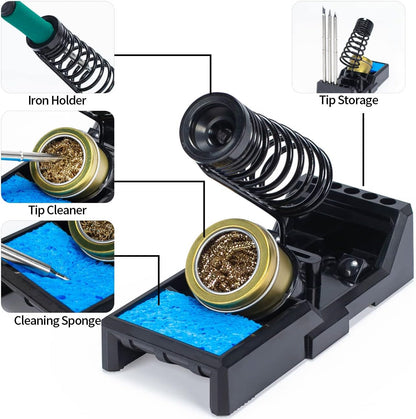 YIHUA 948DB+ II Soldering Iron Station Kit compatible for T12 solder iron tip with 3 tips with °F-°C Conversion, Sleep Mode, Auto Shutdown, Preset Channels, Calibration Functions