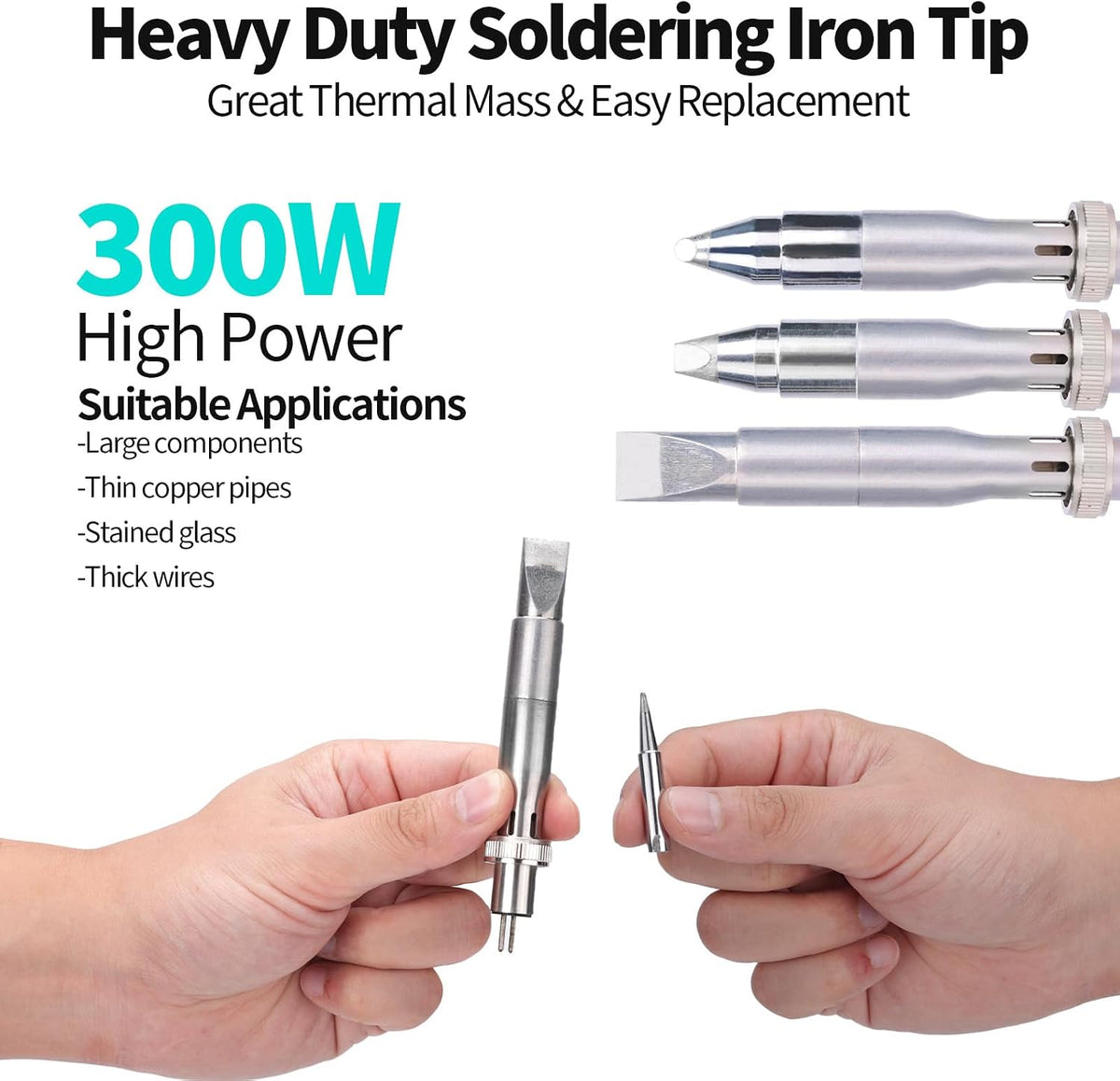 YIHUA 939D+ IV 300W Heavy Duty Soldering Iron Station for Stained Glass, Temp Adjustable Solder Station with Detachable Solder Iron, 3 Soldering Tips, 3 Pre-set Channels, Sleep Mode, ESD-Safe