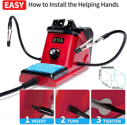 YIHUA 926 III 110W Soldering Iron Station Kit with LED Display, 2 Helping Hands, 3 Extra Iron Tips, 35g Lead-Free Solder, Solder Sucker, S/S Tweezers, °C/°F Conversion, Calibration & Sleep Features