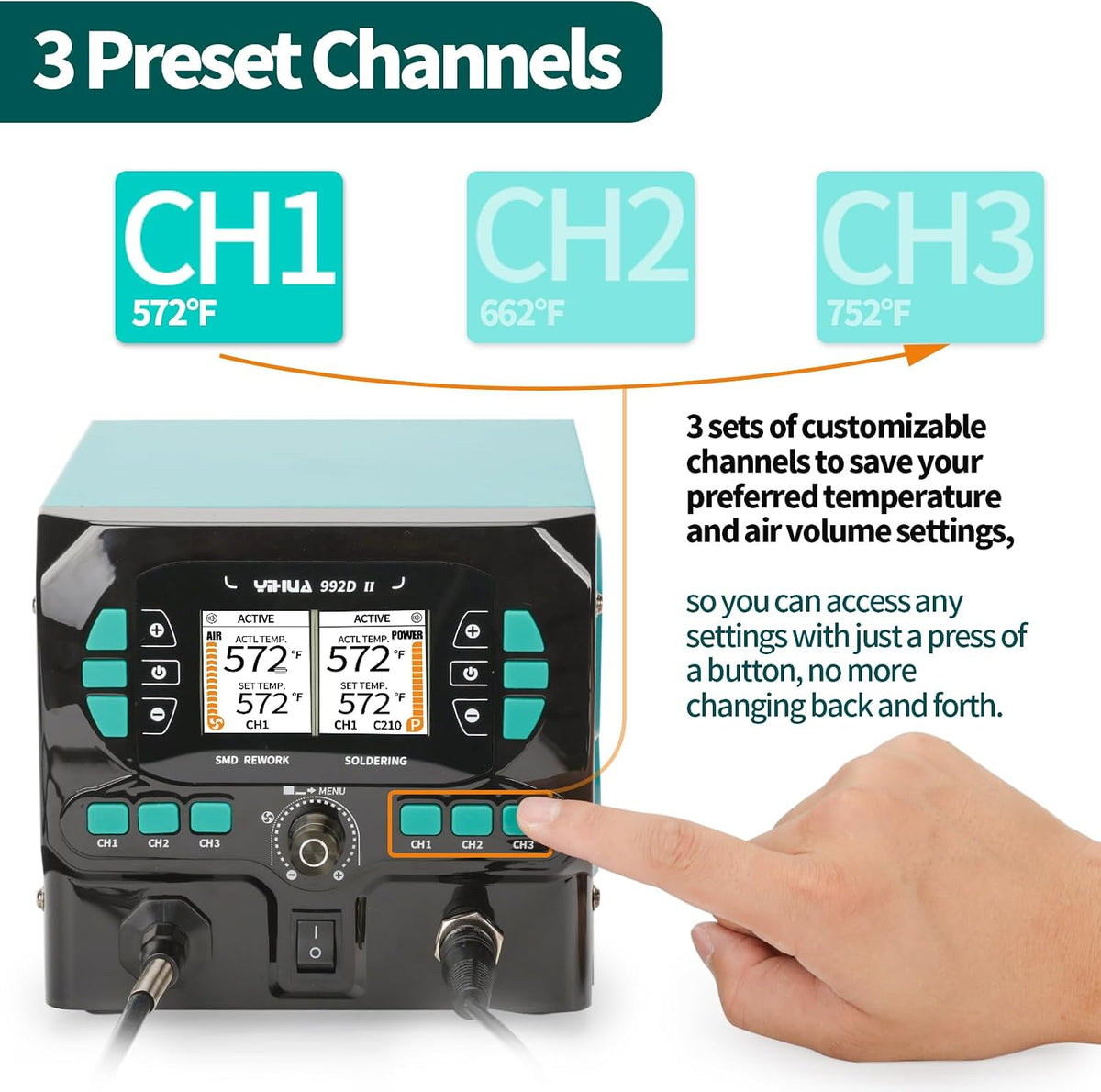 YIHUA 992D-II 2-IN-1 Micro Soldering and Hot Air Pencil Station