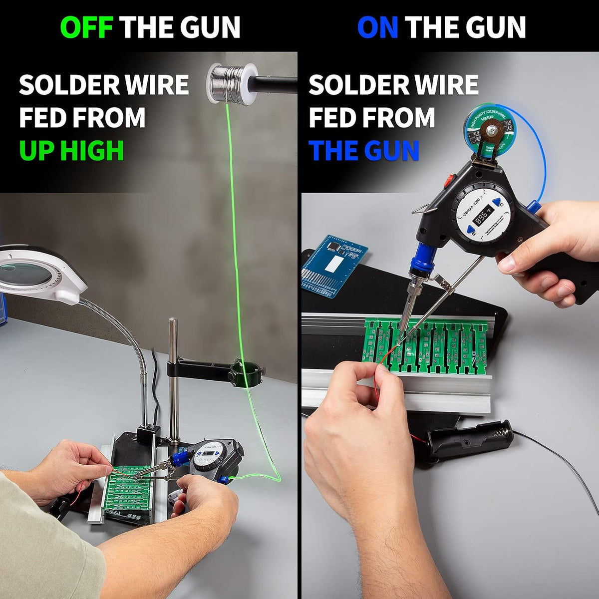 YIHUA 929D-II Soldering Gun Kit Motorized Industrial Automatic Solder Feeding with Digital Display, Temperature Contorl, Stabilization with 80g Solder Wire Soldering Kit