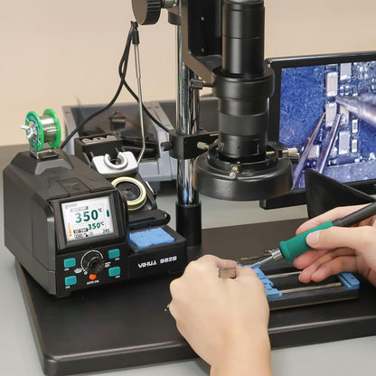 YIHUA 982D Precision Soldering Station with 3 C210 & 3 C245 Soldering Tips, Lead-Free Solder Wire, C210 & C245-Compatible Handpiece, AUTO Temp. Calibration, Sleep Mode, Full-Color Display.
