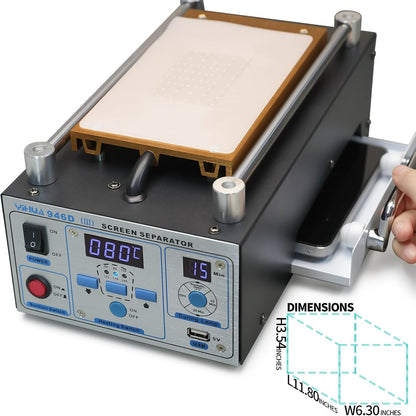 YIHUA 946D-III Digital LCD Screen Separator 5V 1A USB Power Supply & UV Curing Lamp with Built-in Long-Lasting Vacuum Pump for Mobile Phones & Smartphones °F /°C (19.8 cm x 11 cm/ 7.8" x 4.3" ±0.05)