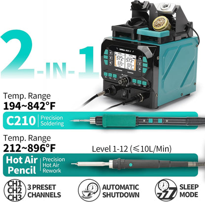 YIHUA 992D-II 2-IN-1 Micro Soldering and Hot Air Pencil Station