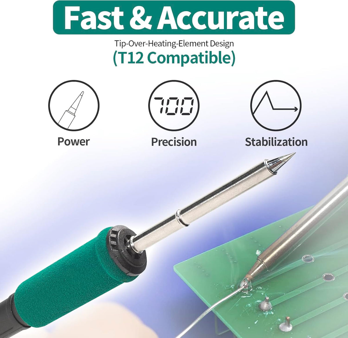 YIHUA 948DB+ II Soldering Iron Station Kit compatible for T12 solder iron tip with 3 tips with °F-°C Conversion, Sleep Mode, Auto Shutdown, Preset Channels, Calibration Functions