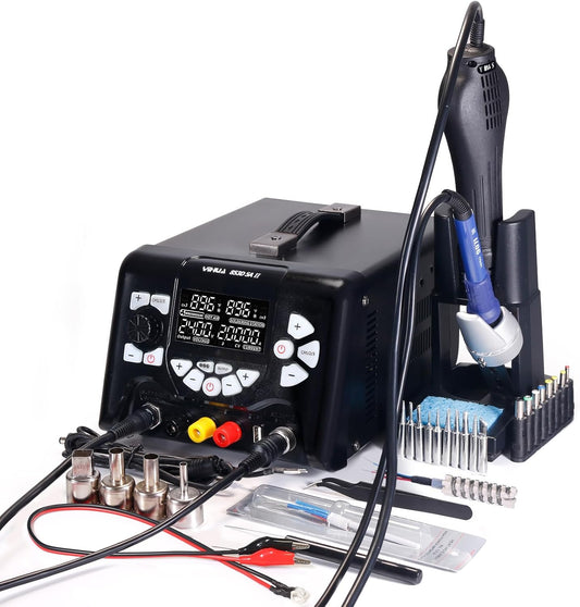 YIHUA 853D 5A-II 3 in 1 Hot Air Rework Soldering Iron Station and DC Power Supply 30V 5A -°F /°C Multiple Functions
