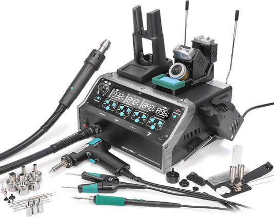 YIHUA 948D IV 5-IN-1 Micro Soldering 1000W Hot Air Rework Desoldering Station with C245 Microsoldering Iron, Hot Tweezers Iron, Desoldering Tool, Suction Pen for BGA SMD Reflow Under the Microscope