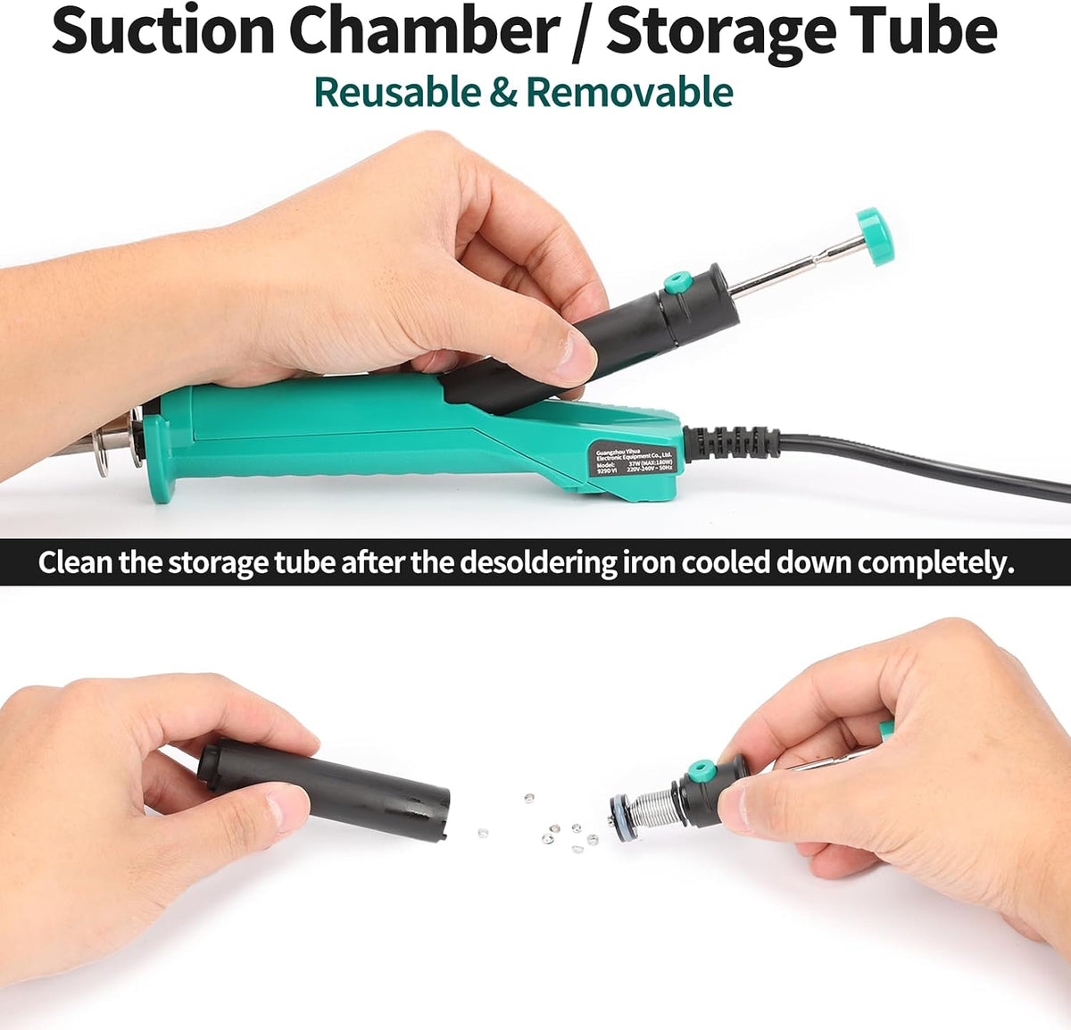 YIHUA 929D VI Temperature Controlled Electric Desoldering Iron with Upgraded Performance Heated Solder Sucker Tool with 3 Nozzles Soldering Iron Pump Function