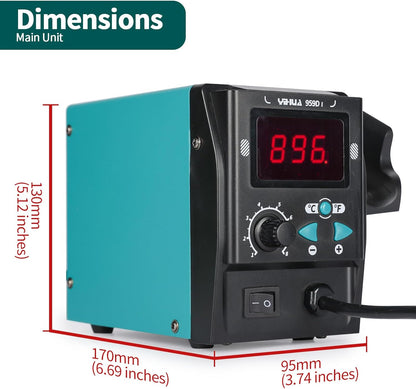 YIHUA 959D I Digital Hot Air Rework Station for SMD Reflow Soldering with 3 Hot Air Nozzles