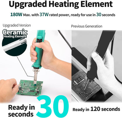 YIHUA 929D VI Temperature Controlled Electric Desoldering Iron with Upgraded Performance Heated Solder Sucker Tool with 3 Nozzles Soldering Iron Pump Function