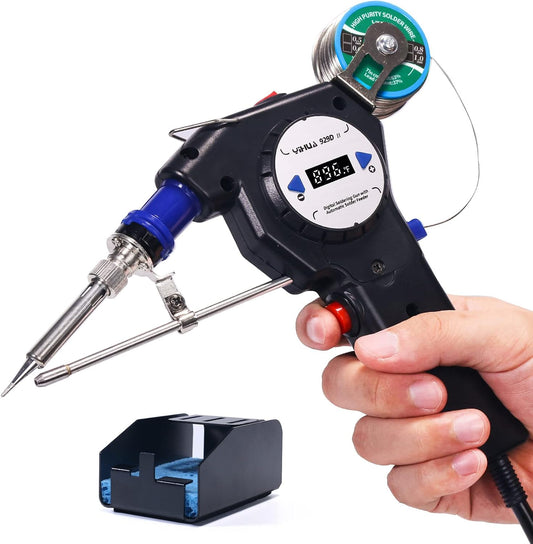 YIHUA 929D-II Soldering Gun Kit Motorized Industrial Automatic Solder Feeding with Digital Display, Temperature Contorl, Stabilization with 80g Solder Wire Soldering Kit