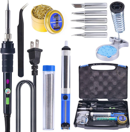 YIHUA 928D-III Soldering Iron,110W High Power, Fully Digital Display °F /°C- Temperature Control Soldering Tool, Accurate 194~896°F, with ON/OFF Switch, Iron Tip, Brass Wool, Automatic Sleep Mode
