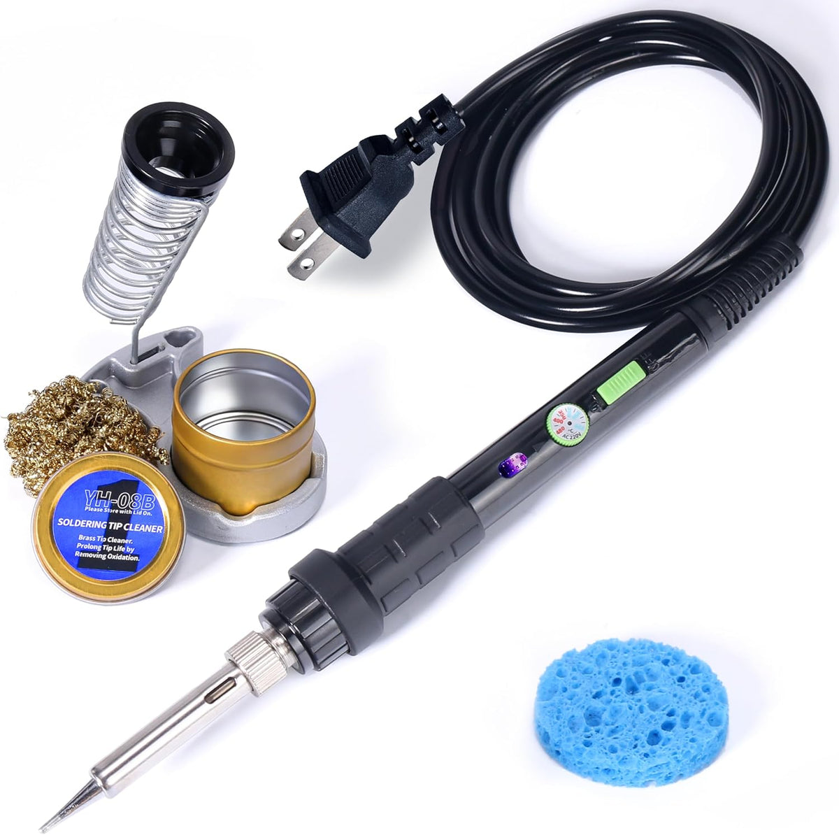 YIHUA 928D-III Soldering Iron,110W High Power, Fully Digital Display °F /°C- Temperature Control Soldering Tool, Accurate 194~896°F, with ON/OFF Switch, Iron Tip, Brass Wool, Automatic Sleep Mode