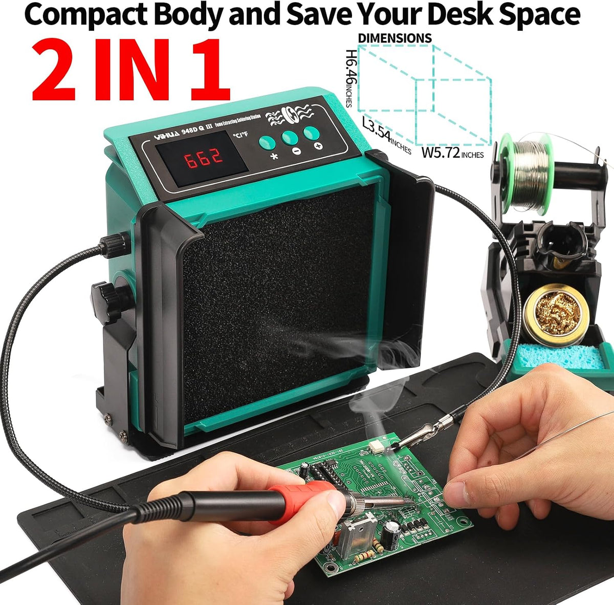 YIHUA 948DQ-III 2-IN-1 Solder Fume Extractor and 110W Soldering Station Kit